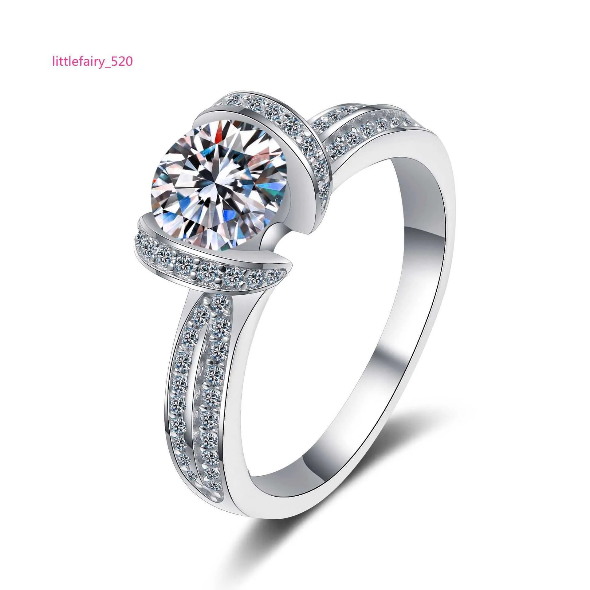 Bagues de bande bijoux de luxe 2023 moissanite S925 bague en argent sterling 14k simulation féminine bague en diamant complet