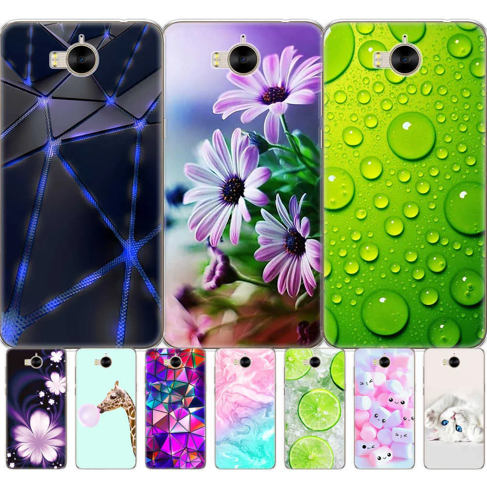 تغطية حالة الهاتف لـ Huawei Y6 2017 Y5 Soft TPU Silicon Back 360 Full Printing Printing Coque Coque