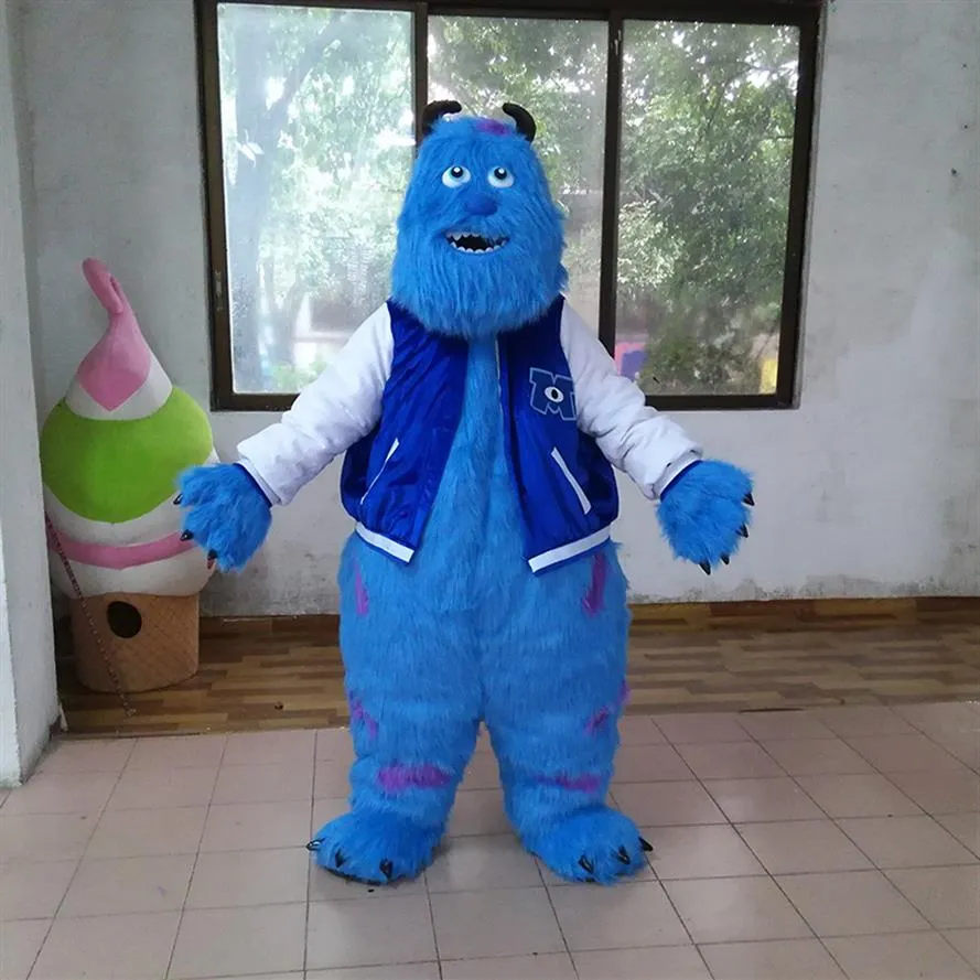 Sully Traje Mascote Adorável Monstro Azul Cospaly Animal dos desenhos animados Personagem adulto traje de festa de Halloween Traje de carnaval2373