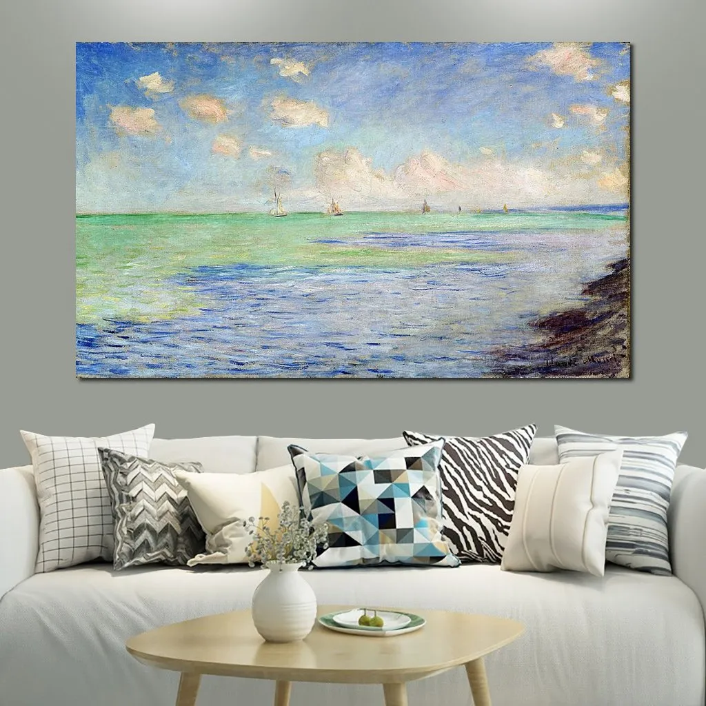 Dipinti ad olio dipinti a mano su tela di Claude Monet Il mare a Pourville Garden Landscape Artwork per l'arredamento del ristorante