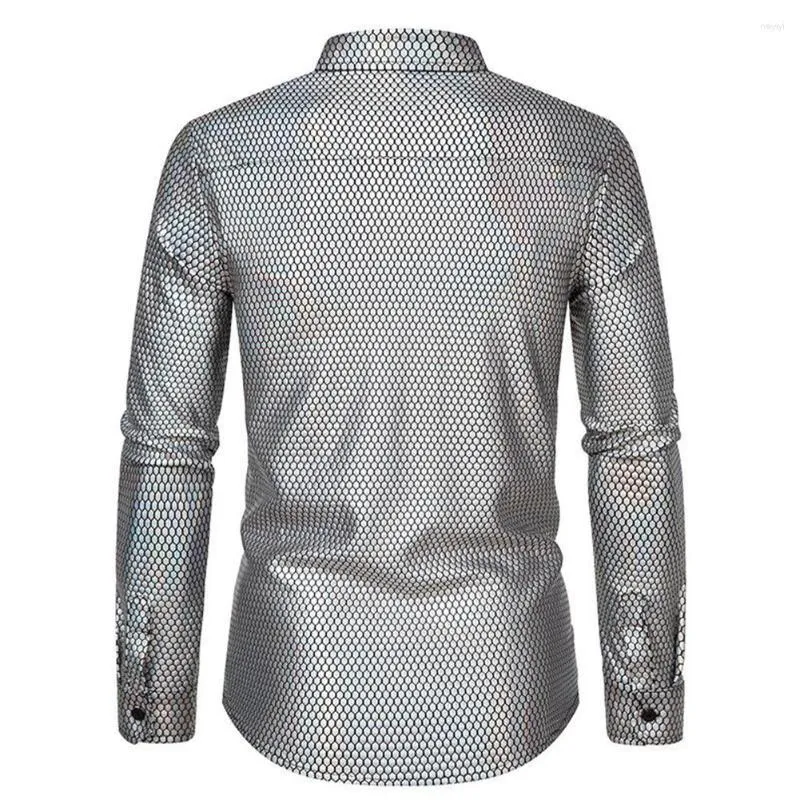 Men s Dress Shirts Male Man Wedding Shirt Golden High Lapel Sequin Long Men Printed Quality S 2XL Black Business