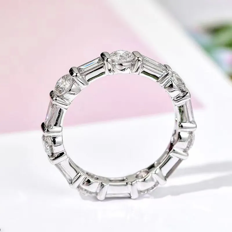 Venta de anillos de boda hechos a mano, joyería de moda sencilla, circonita cúbica blanca B5A de talla redonda, diamantes CZ, anillo de eternidad para fiestas de mujer._voghion.com
