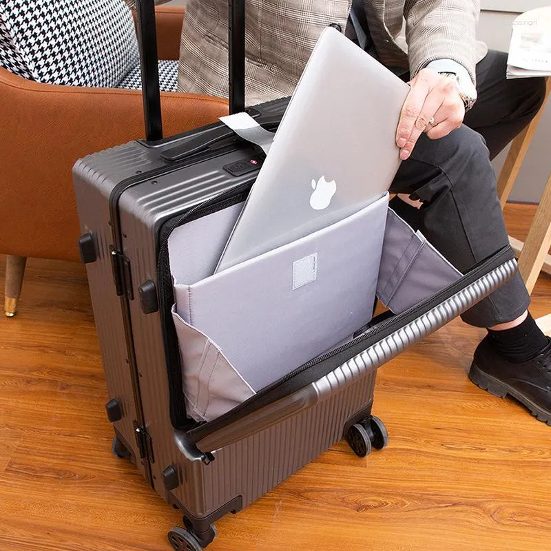 Koffer Business-Gepäck mit Frontöffnung, wiederaufladbar, 24-Zoll-Koffer,  ABS-PC, mit Spinnerrad und TSA-Schloss