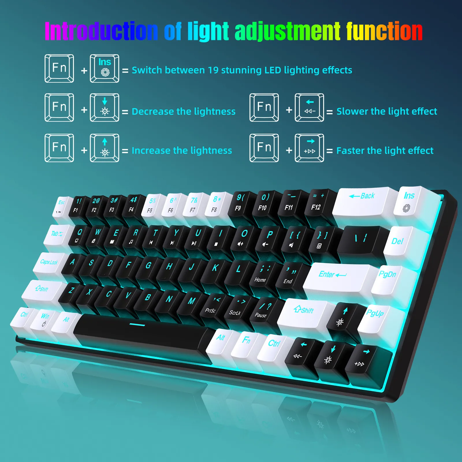 Teclados 68 Teclas Teclado Mecánico Ergonomía RGB Retroiluminado