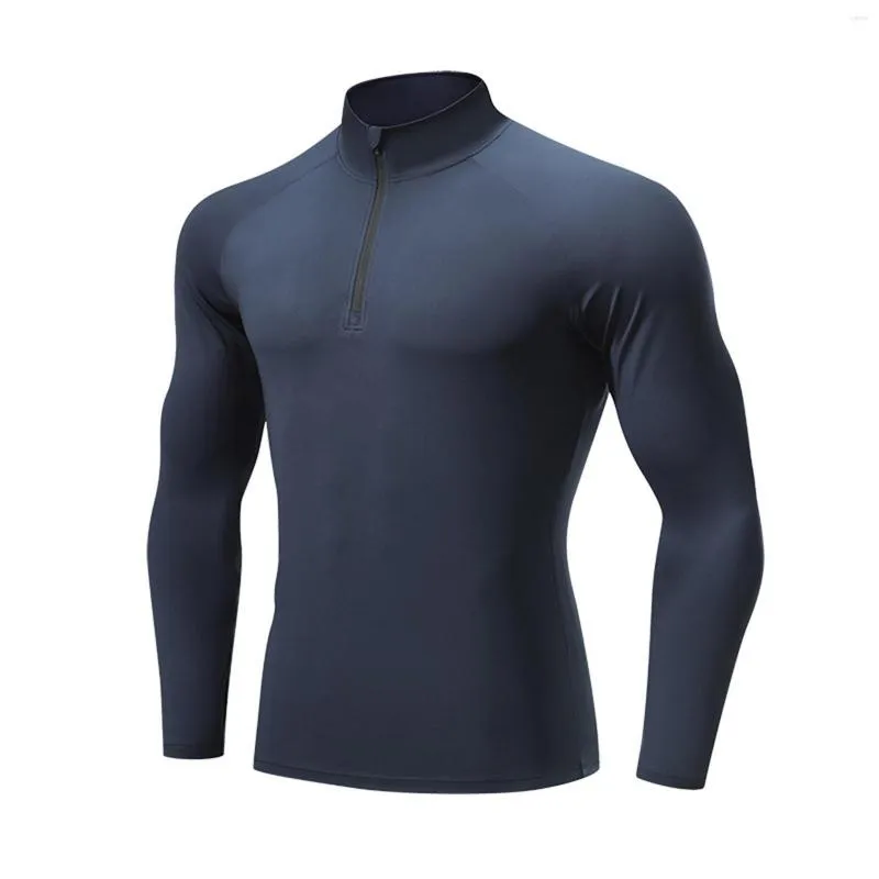 Camisas casuais masculinas justas fitness esportes corrida treinamento camiseta manga longa botão curto