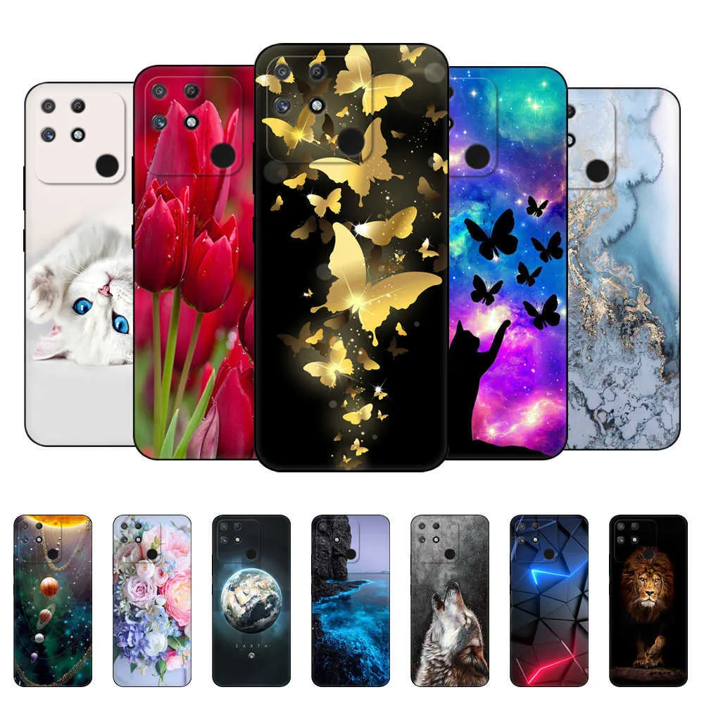 För Realme Narzo 50A -fall 6,5 tum bakre telefonomslag Oppo Narzo50A RMX3430 Silicon Soft Bumper Coque Black TPU Case