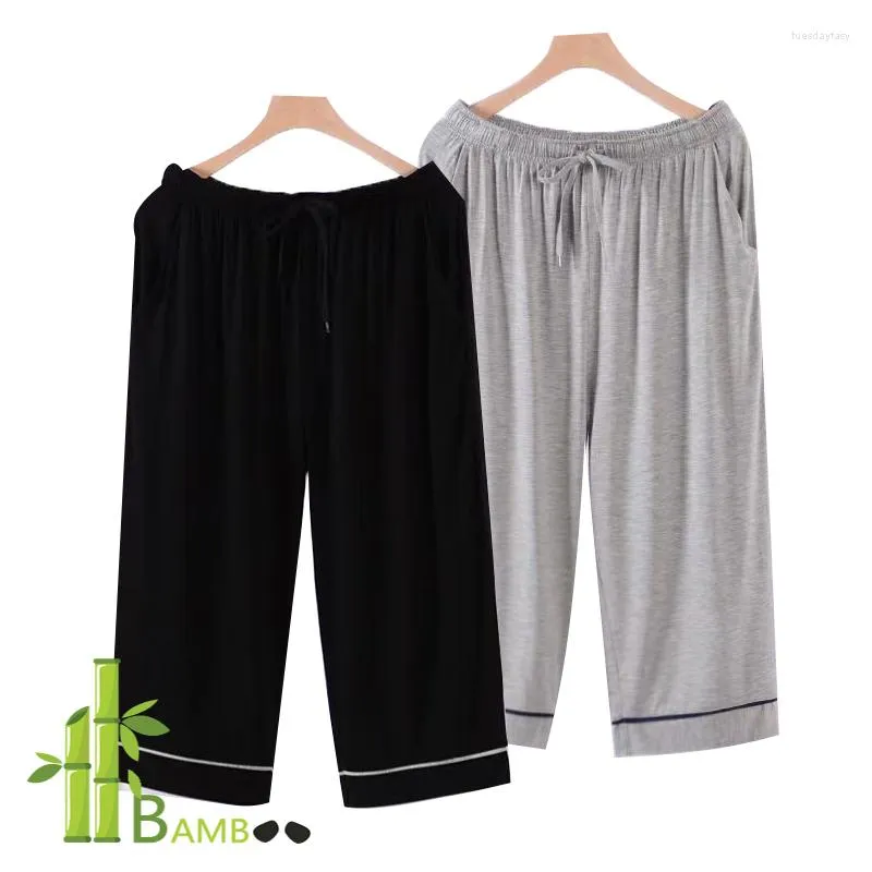 Pantaloncini da uomo 2 pezzi Comodi pantaloni da jogging 3/4 in fibra di bambù Pantaloni corti da uomo Allenamento Palestra sotto il ginocchio Pantalon Homme Casual Uomo estivo