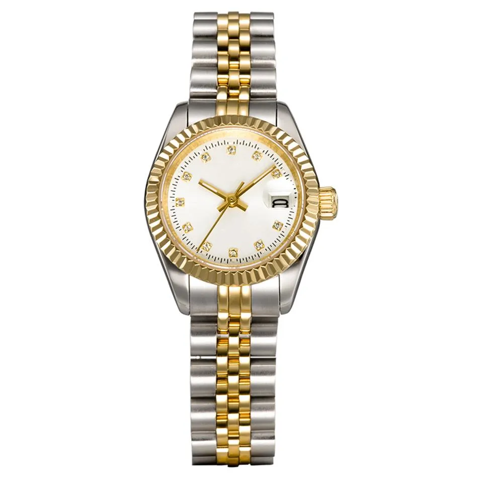 Women Dress Watches Full Rostly Steel 26mm Sapphire Ladies Silver Waterproof Luminous Watch Montres de Luxe Femme225T