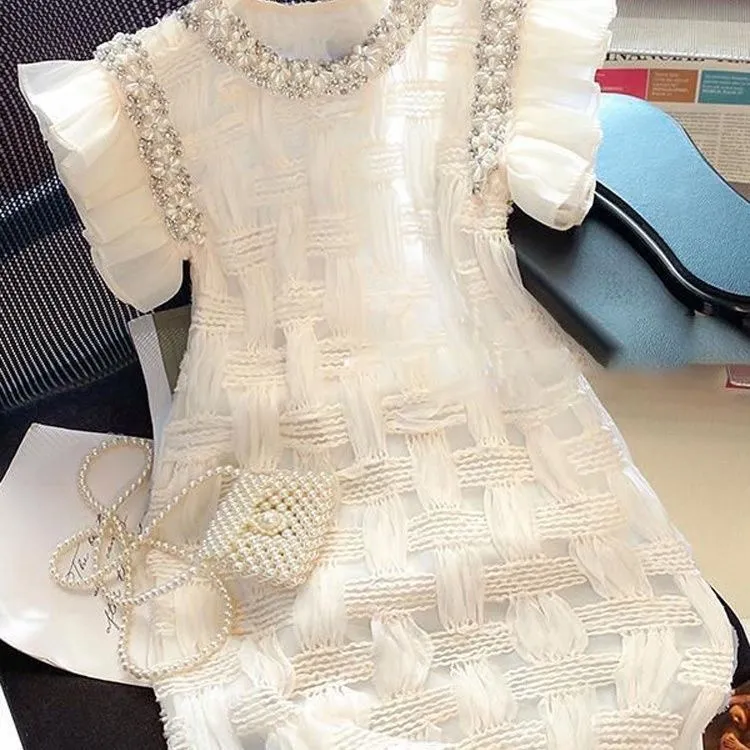 beaded white prom dress Beaded Strapless White Hi-lo Prom Dresses with Tiered Skirt – loveangeldress main image 0