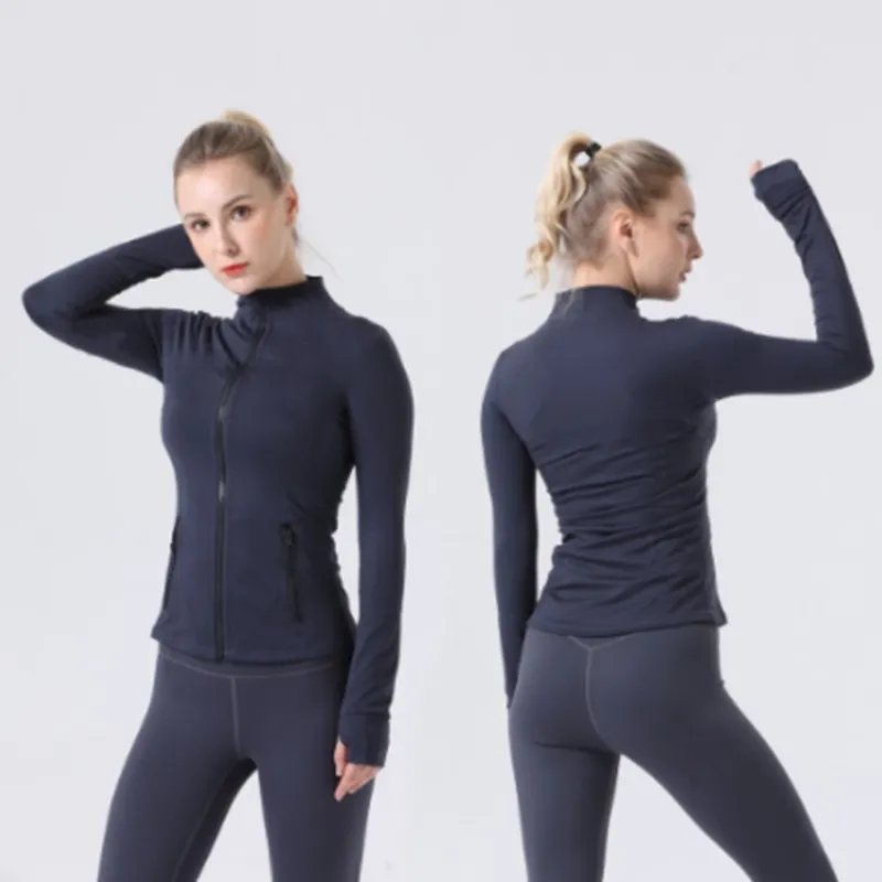 Women's fiess clothes long-sleeved Breathable Running Yoga Slim Fit Sports High Elastic Jacket Sweatshirts Zipper Nylon_voghion.com