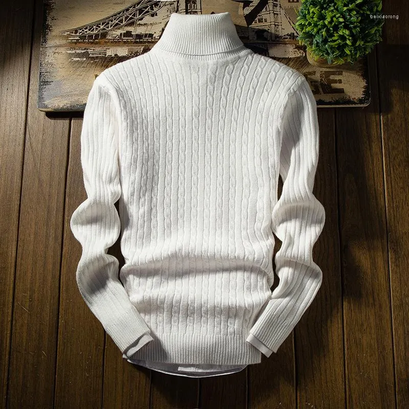 Herensweaters Effen kleur Gebreide coltrui Herenmode Twist Herfst en winter 6 kleuren Lange mouwen Basisstijl Tops