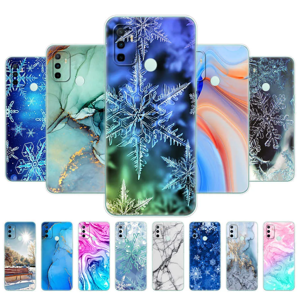 Pour OPPO A53 étui 2020 couverture de téléphone arrière pour A53S A32 OPPOA53 6.5 "CPH2127 CPH2135 Coque marbre flocon de neige hiver noël