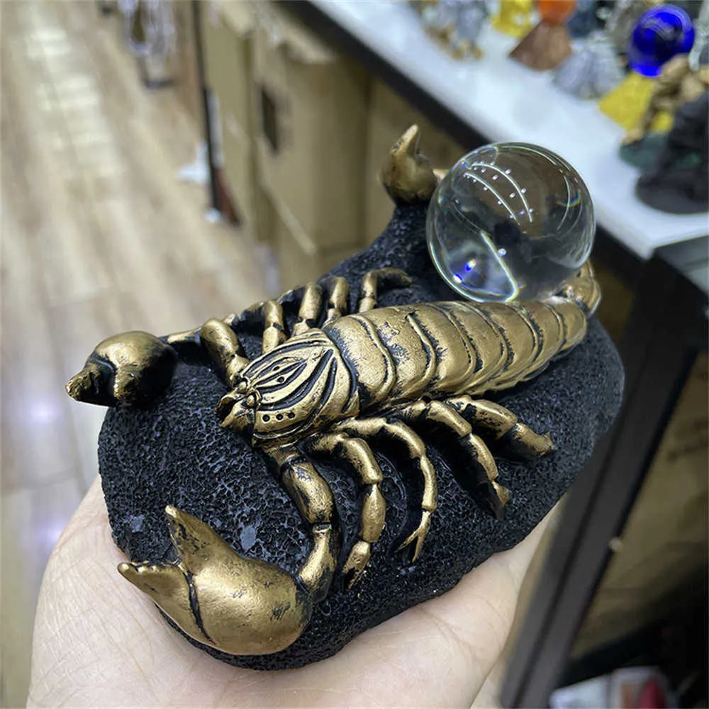 Ashtrays Realistic Scorpion Statue Resin Crafts Crystal Ball Base Sphere Holder Desk Decoration Home Ornament for 35cm Sphere x0627