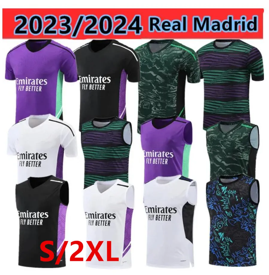 2023-2024 REAL Madrids TRAININGSANZUG-Set TRAININGSANZUG 23/24 BENZEMA Herren- und Kinder-Kurzarmweste Fußball-Trainingsanzug Chandal Futbol Surveyement 02