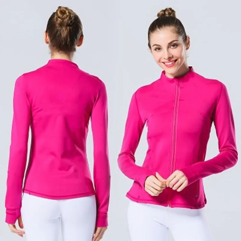 Dames fiess kleding lange mouwen ademend hardlopen yoga slim fit sport hoge elastische jas sweatshirts rits nylon_voghion.com