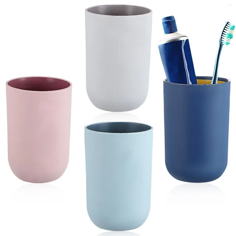 Bath Accessory Set 4 Pcs Cups Simple Bathroom Rinsing Wash Teeth Mugs Tumbler Accessories