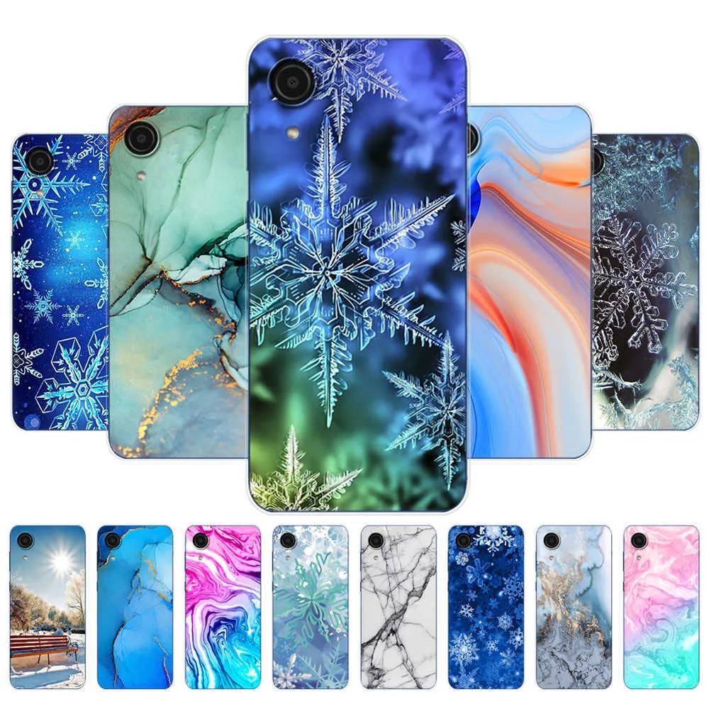 Per Samsung Galaxy A03 Core Case SM-A032F Cover posteriore per telefono 2021 A032F Marble Snow Flake Winter Christmas