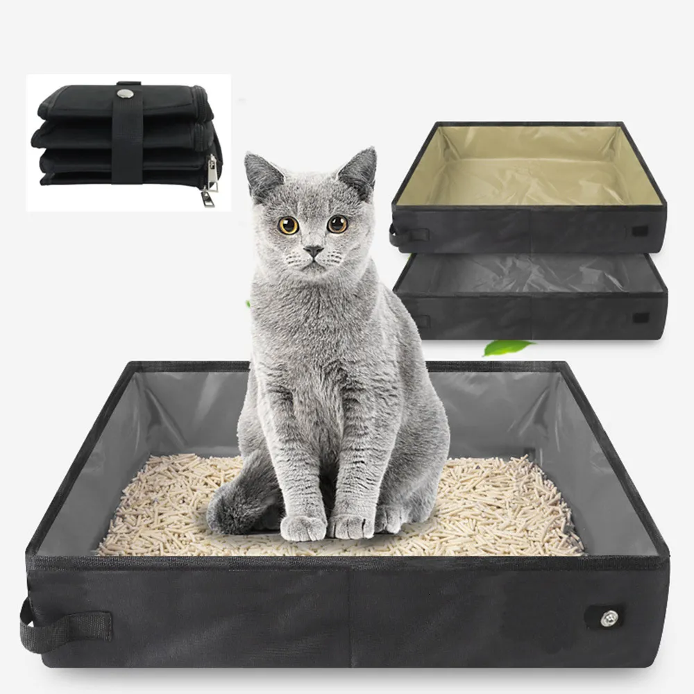 Autres fournitures pour chats Sac à litière pour chat en tissu pliable Bac à litière pour chat Toilette pour chat à sortir pour transporter Toilette pour chat portable Bac à litière pour chat 230715