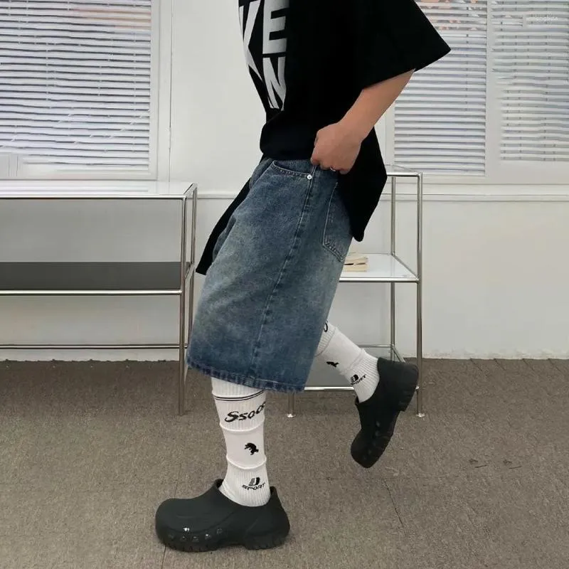 Y2K Vintage Korean Baggy Jean Shorts Mens For Women High