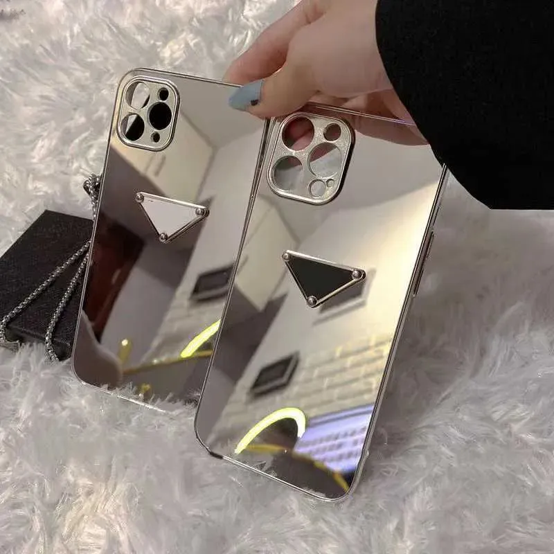 Designer phone case fashion for iphone 15 14 promax mirror luxury 13 pro max triangle label popular 12 11