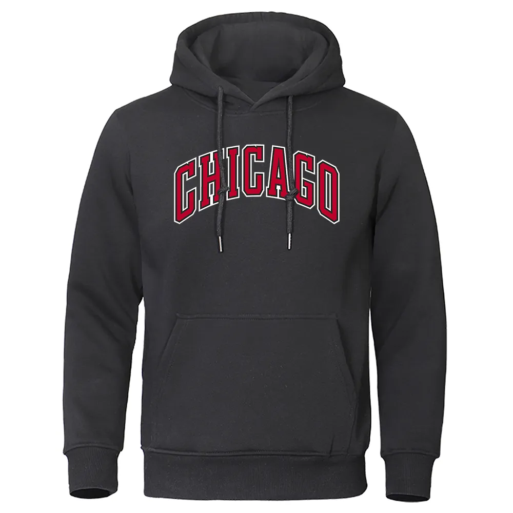 Chicago Basketball Uniform Street Printed Hoodie Men Personality Loose Clothing Pocket Pullover Hooded Soft Comfortable