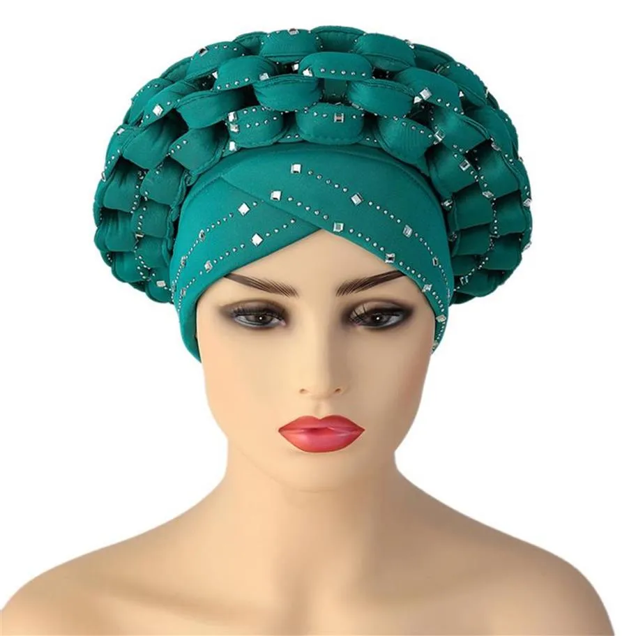 Ethnische Kleidung 2021 Afrikanische Headtie Autogele Frauen Turban Cap Muslim Kopftuch Motorhaube Bereit zum Tragen Hijab Nigerian Hochzeit Gele2176