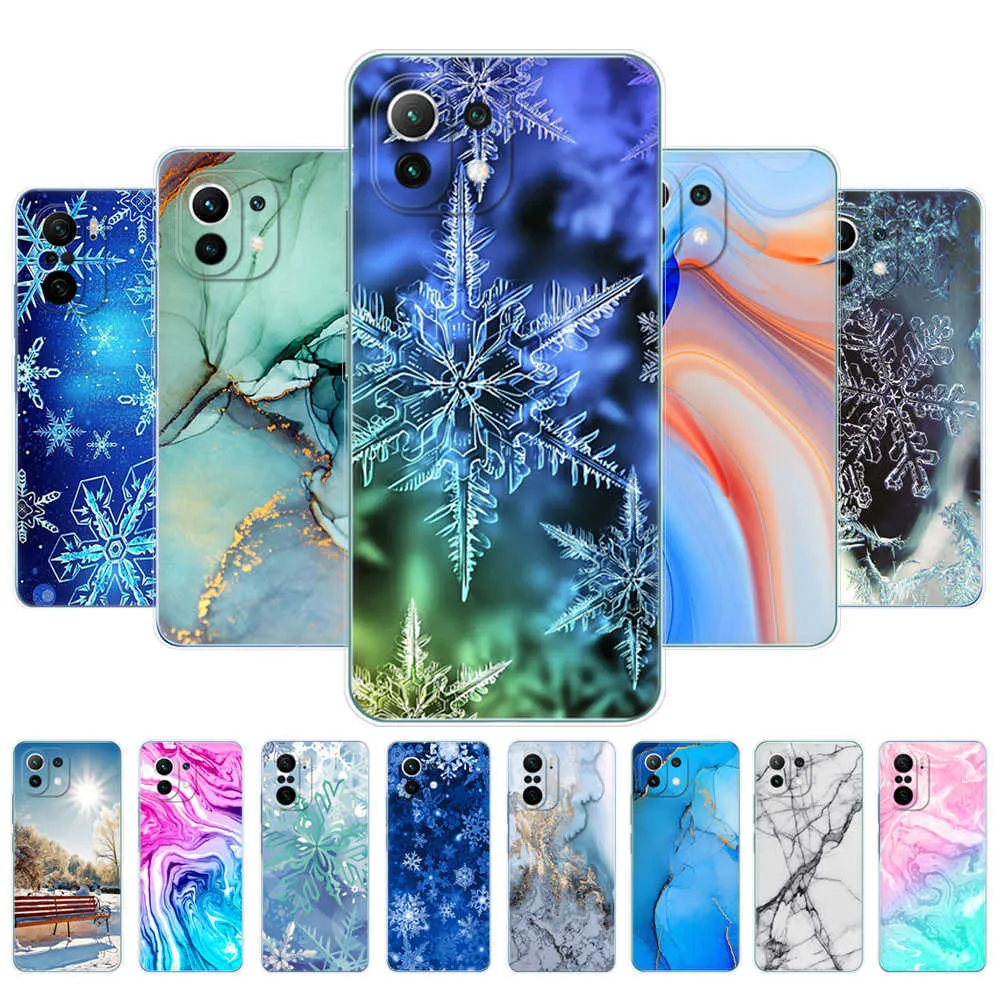 För Xiaomi Mi 11 | Lite 5g 11i Mi11 4G CASE COVER XIAOMI11 I XIOMI BAG MARBRE SNOW FLAKE VINTER JUL