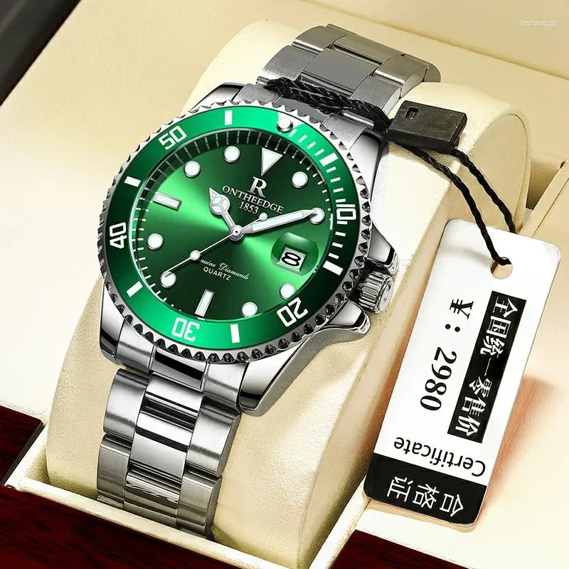 Relojes de pulsera 2023 reloj explosivo genuino luminoso impermeable verde agua fantasma hombres cuarzo Erkek Kol Saati