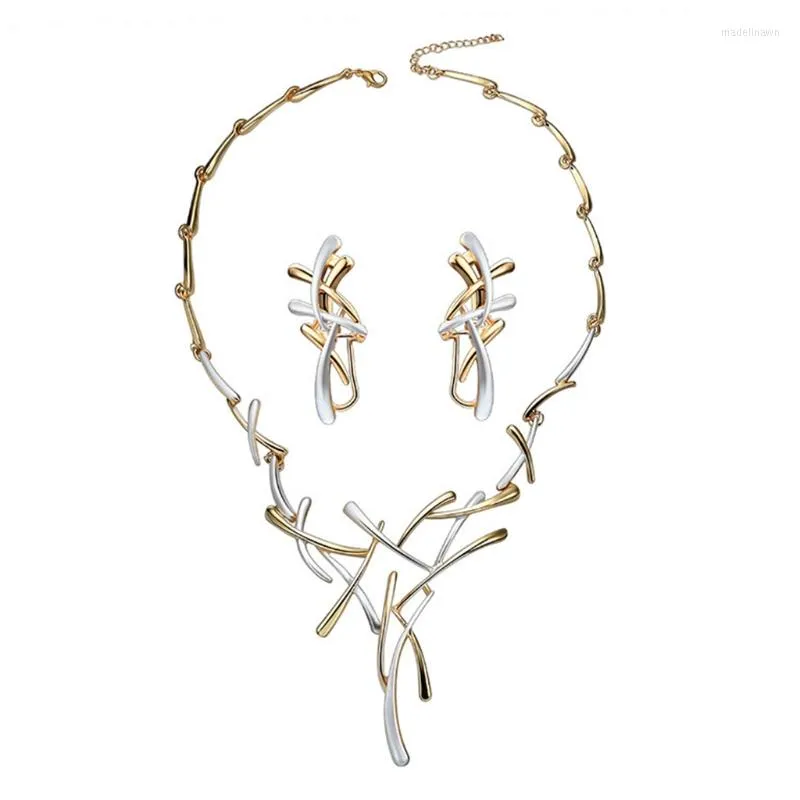 Chains 1 Set Wedding Bridal Neck Chain Earrings Kit Women Luxury Necklace Ear Studs