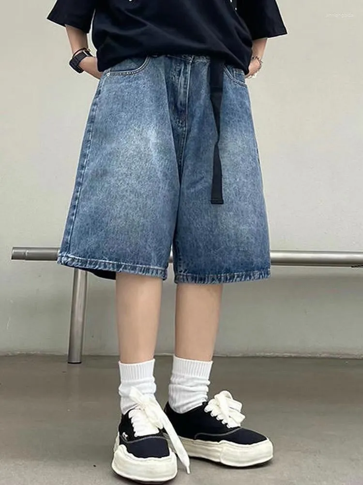 Y2K Vintage Korean Baggy Jean Shorts Mens For Women High Waist