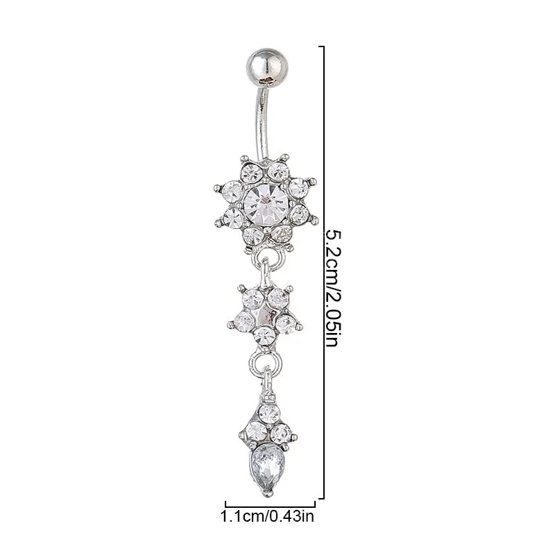 New Fashion Belly Button Rings for Women Sexy Piercing Navel Nail Body Jewelry Flower Pendant Crystal Girls Body Jewelry