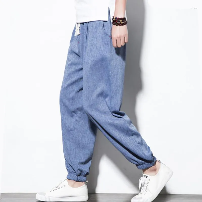Pantaloni da uomo 2023 Estate Casual Stile Cinese Cotone Lino Nono Moda Uomo Harem Street Jogging