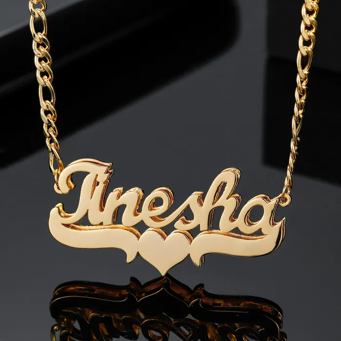 Pendant Necklaces Customized Double Name Necklace Hip Hop Letter Necklace Double Plated Stainless Steel Names Chain For Women Gothic Jewelry Gifts 230715