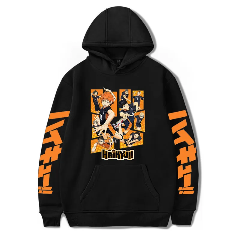 Anime Haikyuu Moletons Moletons Masculino/feminino Karasuno Fly High Graphic Streetwear Pulôver Inverno Quente Unissex Anime