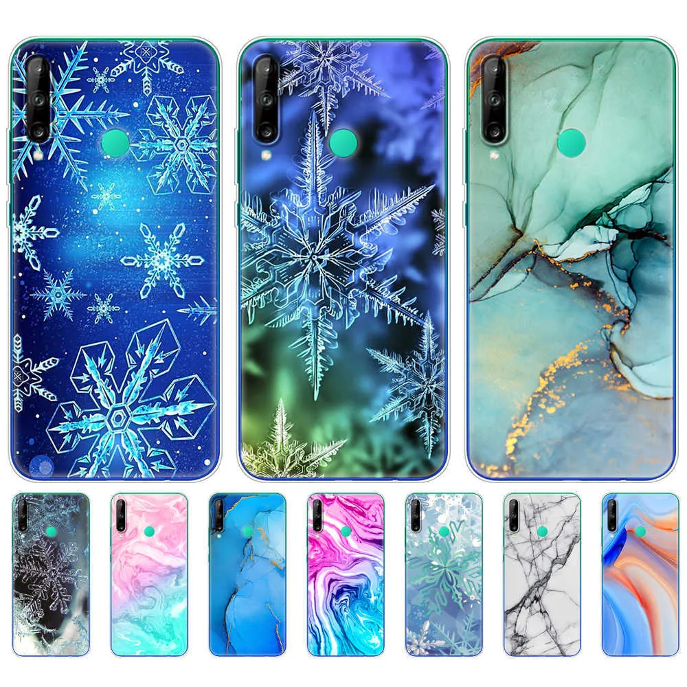 For Huawei Y7P Case 2020 Silicon TPU Soft Back Phone Cover ART-L28 Coque 6.39" Marble Snow Flake Winter Christmas