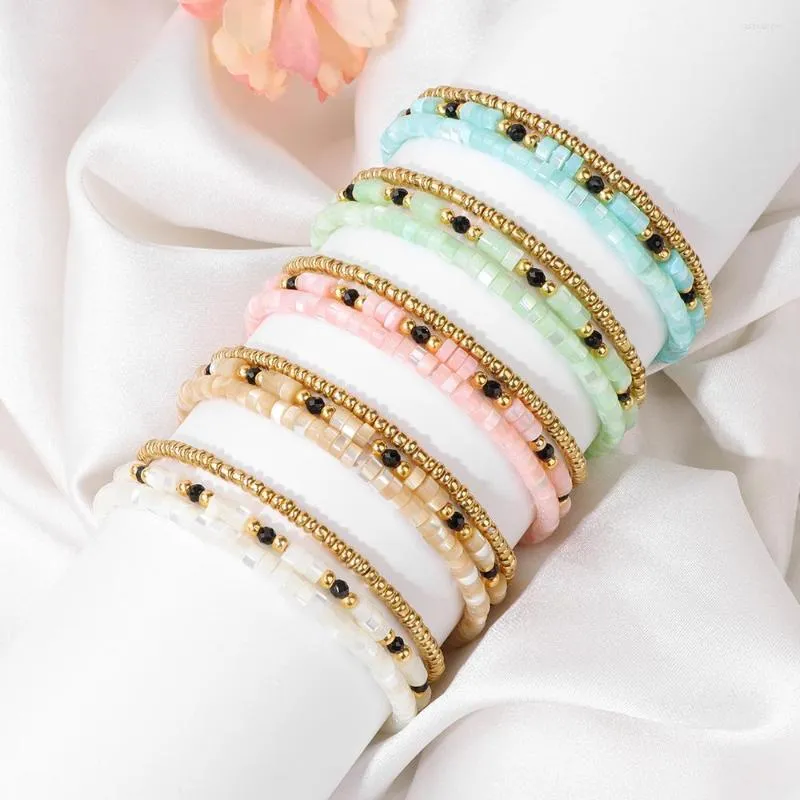 Bracelets de perles de coquille d'eau douce naturelle colorée brin pour femmes hommes couleur or graine teinte nacre bijoux de cheville