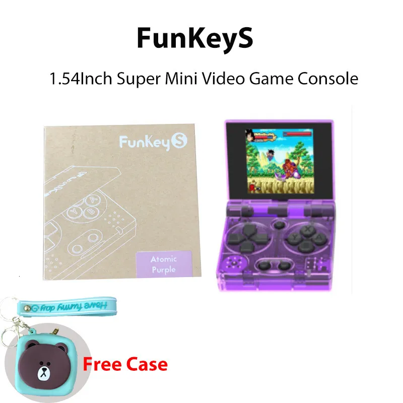 Jogadores de jogos portáteis FunKeyS Super Mini Handheld Game Console 1,54 polegadas LCD Screen Flip 13Simuladores 5000Games Build-In Portable Cute Silica Case Gift 230715