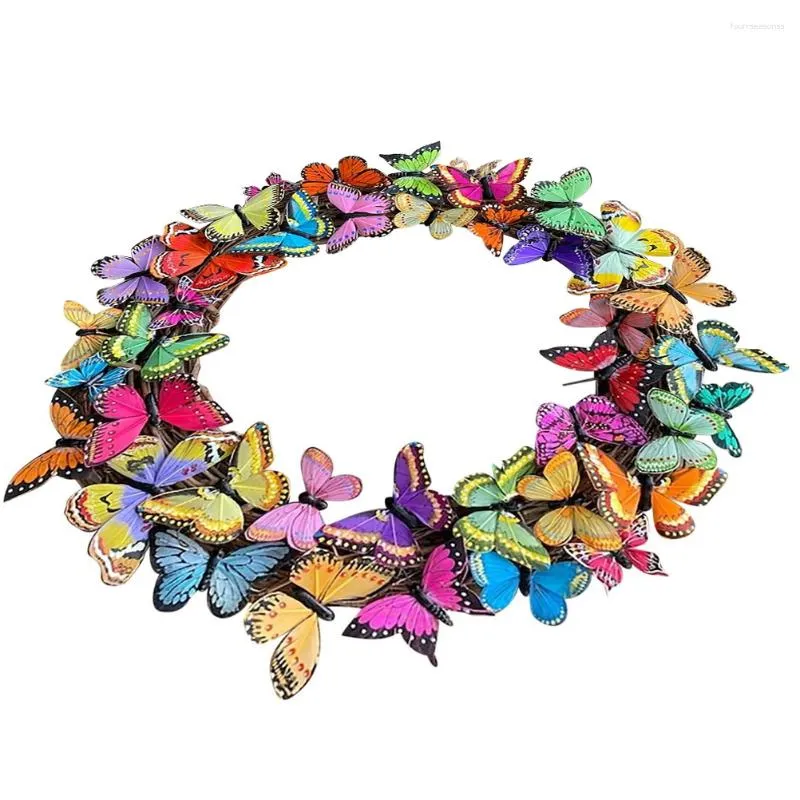 Fiori decorativi Primavera Decorazioni per porte Farfalla Ghirlanda Farfalle Appendere il cartello 22X20CM Plastica