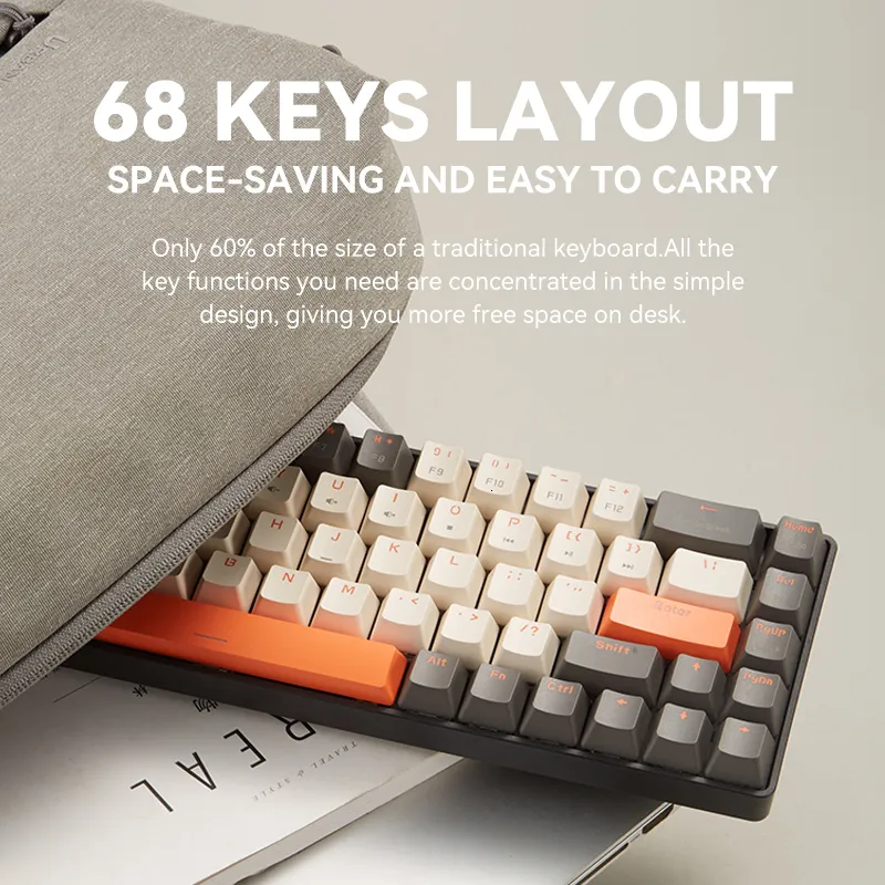 Teclados K68Pro Teclado Inal mbrico 2 4G BT5.0 Mini Teclado Para