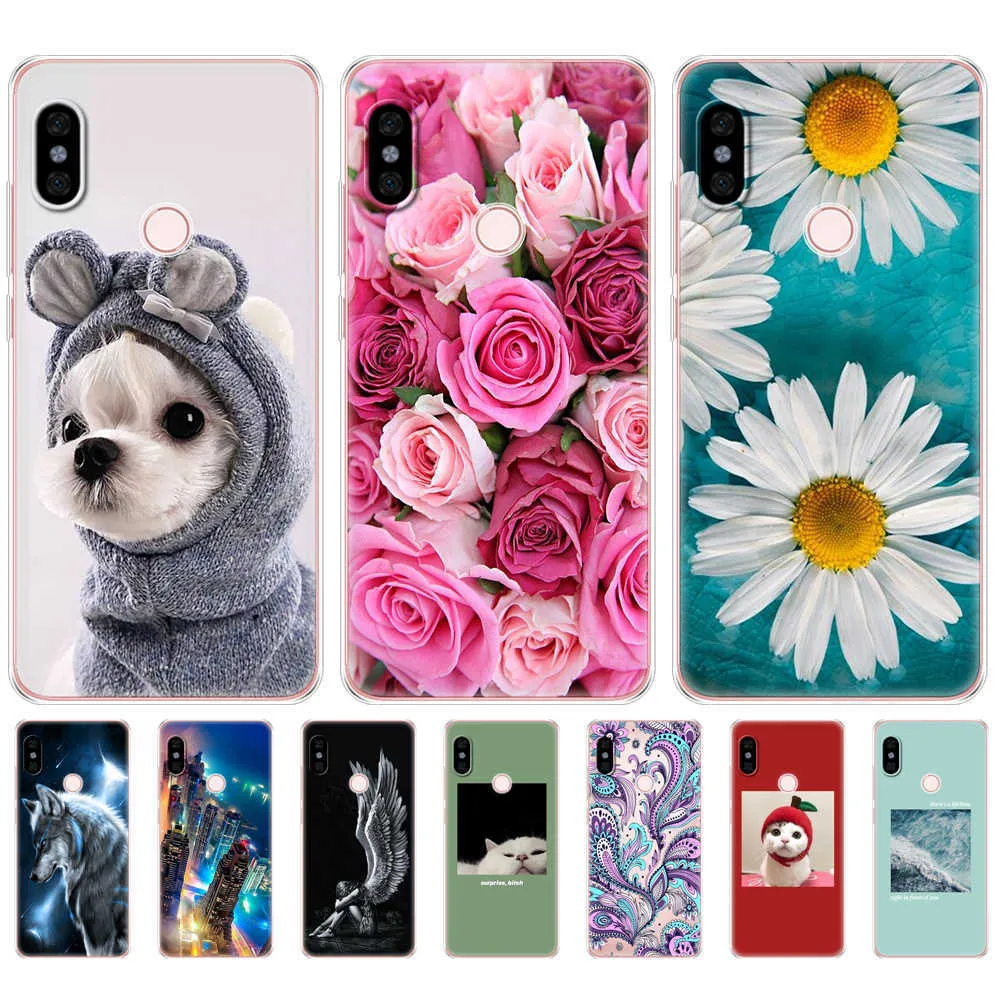 Coque en silicone pour Xiaomi Redmi Note 6 Pro Case 6.26 '' Soft TPU Back Phone Cover Clear Protective Bag