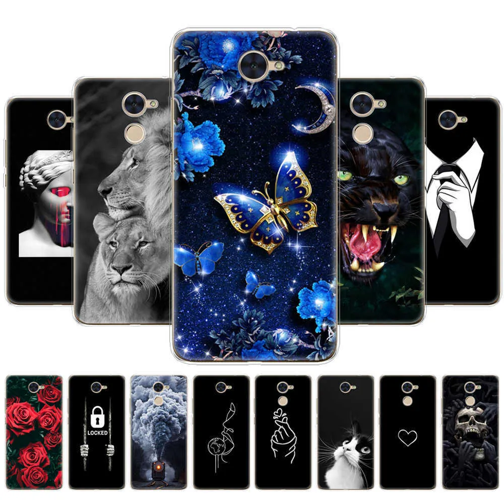 Fall för Huawei Y7 2017/Y7 Prime 2017 Soft Touch TPU Silicon Back Cover 360 Full Protective Coque