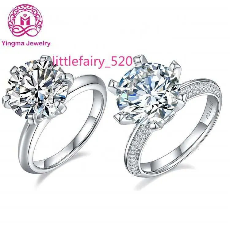 Band Rings 5ct moissanite ring silver 925 with white gold plated Round white D color VVS moissanite eternity ring for wedding engagement