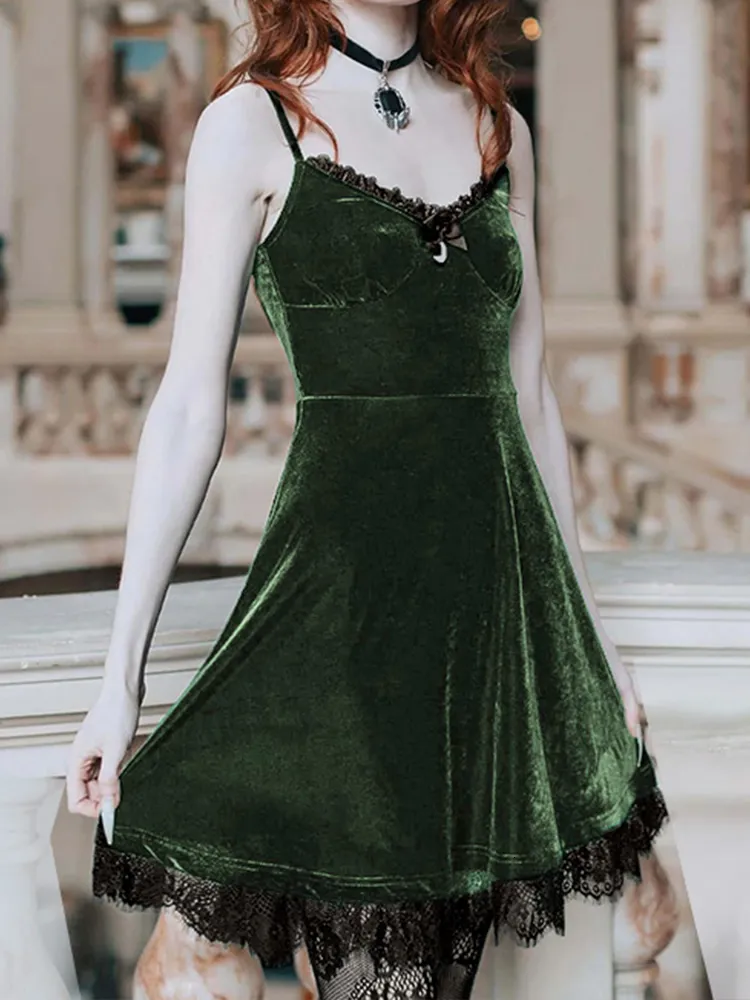 美品 アメリヴィンテージ VELOUR LACE NO SLEEVE DRESS Ameri（アメリ）の「VELOUR LACE NO SLEEVE DRESS（ワンピース