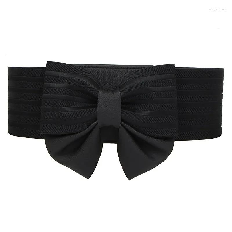 Bälten damer bow extra bred bälte enkel mångsidig spänne stretch korsett elastiska tätt bältesklänningstillbehör för kvinnor