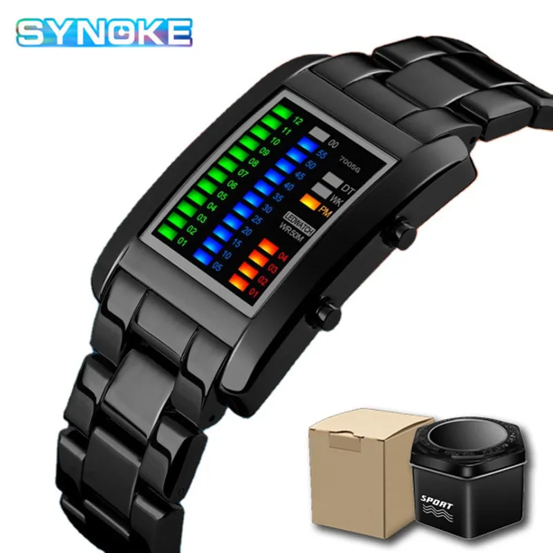 Nouveau Binaire Montre-Bracelet Couple Montre pour Hommes Femmes Montre De Luxe Amoureux alliage Horloge LED Date Bracelet Montre Rectangle Sport Montres