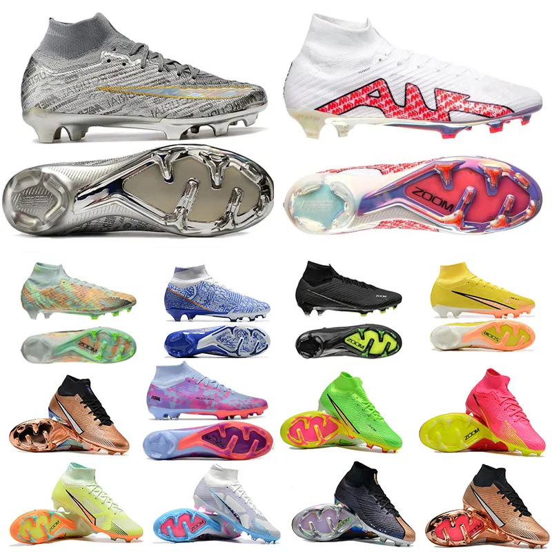 Scarpe da calcio Tacchetti Zooms Superfly XXV Silver IX 9 Elite FG Youth Men Mbappe Cristiano Ronaldo Luminous Bonded Barely Green Scarpa da calcio in edizione limitata