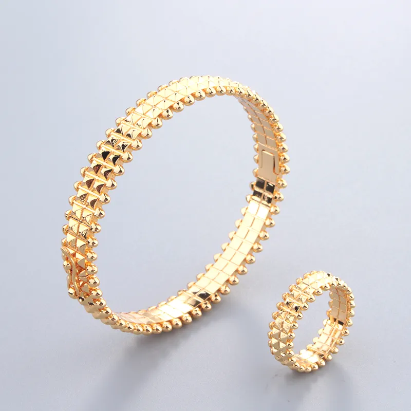 szeroka róża 18K Gold Gear Srebrna bransolety dla kobiet Zestaw Pierścień Mężczyzn luksus tenis moda unisex biżuteria projektant żydlerzy impreza