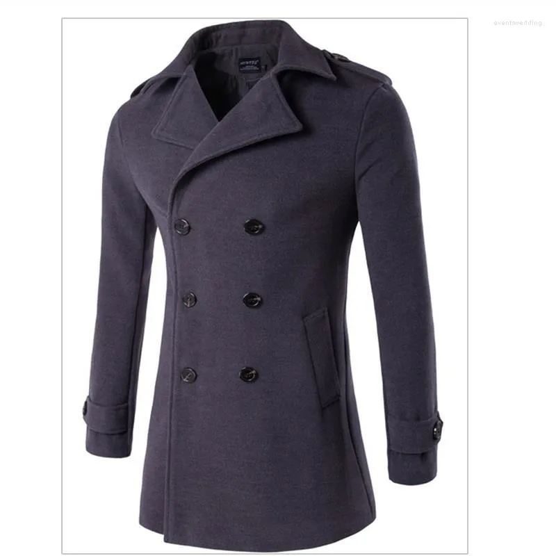 Мужские траншевые пальто 2023 Осень/зима шерстяное пальто с двойной грудью.