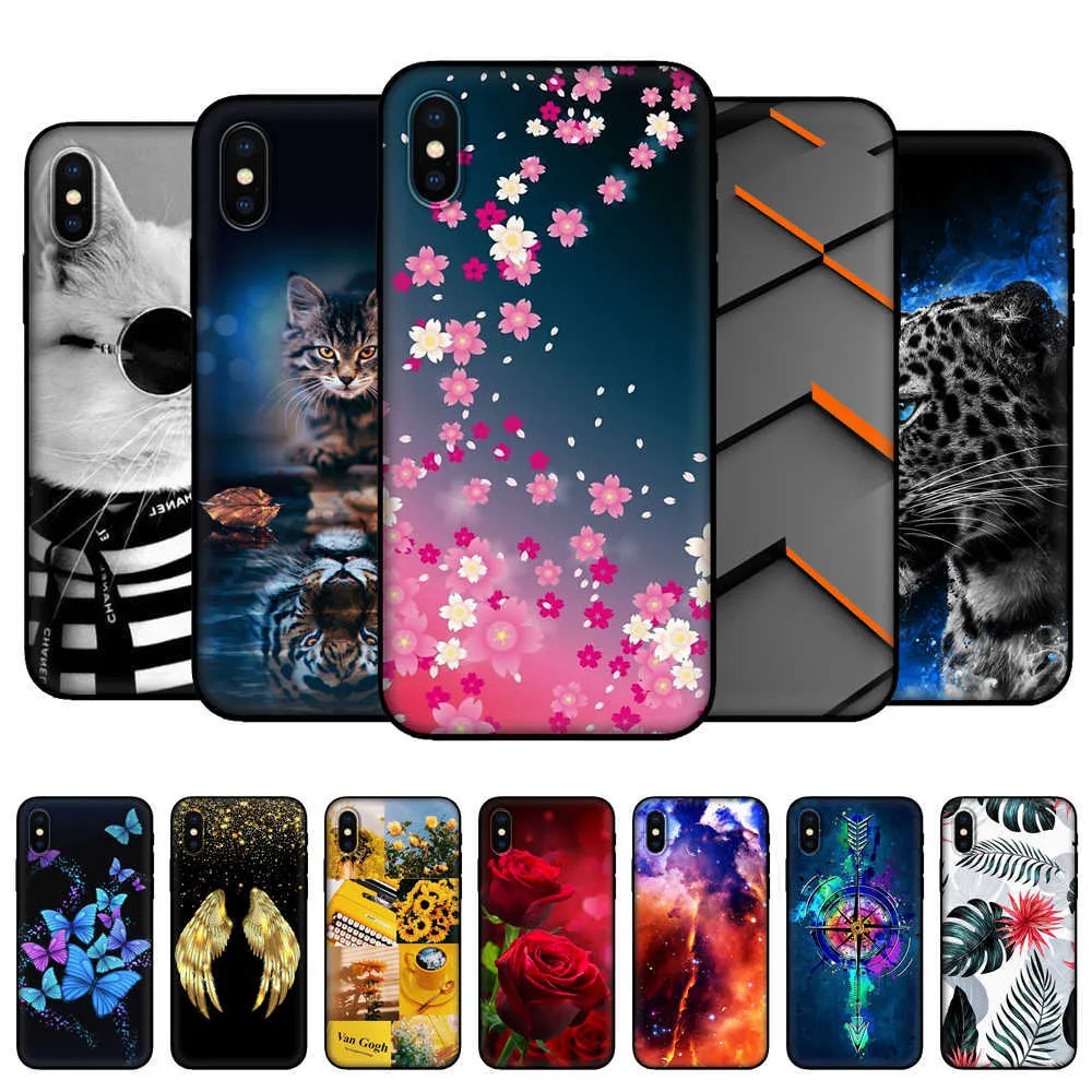 iPhone X XS XR Case Back Phone Cover XS Max 범퍼 코크 실리콘 소프트 보호 페인트 펀드 블랙 TPU 케이스