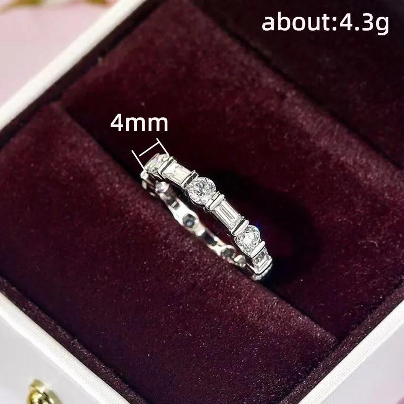 Venta de anillos de boda hechos a mano, joyería de moda sencilla, circonita cúbica blanca B5A de talla redonda, diamantes CZ, anillo de eternidad para fiestas de mujer._voghion.com